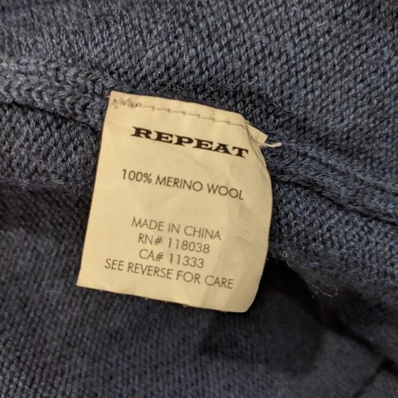 Repeat Navy Blue 100% Merino Wool Open Coatigan/Cardigan Size XL - Picture 5 of 6